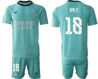 Fußball Trikotsatz Real Madrid Ausweichtrikot 2022 grün mit Aufdruck Bale 18