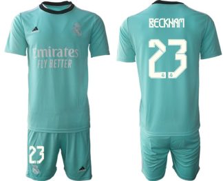 Fußball Trikotsatz Real Madrid Ausweichtrikot 2022 grün mit Aufdruck Beckham 23