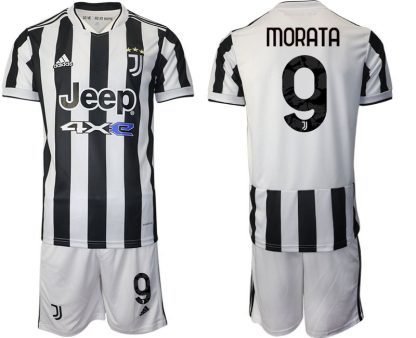 Günstige Fußballtrikots Juventus Turin Heimtrikot 2022 mit Aufdruck Morata 9-1