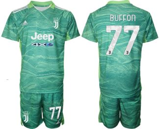Herren TW-Trikot Juventus Turin Goalie Trikot Set 2022 Grün mit Aufdruck Buffon 77