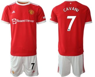 Manchester United 2022 Herren Fußballtrikot Cavani 7 Heim Trikotsatz rot/weiß