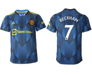 Manchester United Ausweichtrikot 2022 blau mit Aufdruck Beckham 7