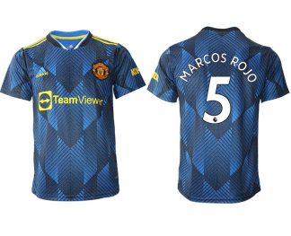 Manchester United Ausweichtrikot 2022 blau mit Aufdruck Marcos Rojo 5