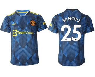 Manchester United Ausweichtrikot 2022 blau mit Aufdruck Sancho 25