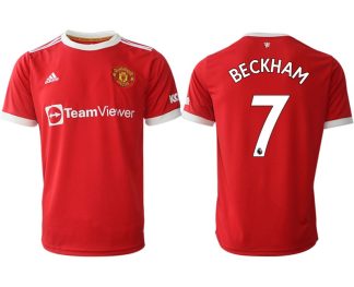 Manchester United Beckham 7# Herren Fußballtrikots 2022 Rot Kurzarm