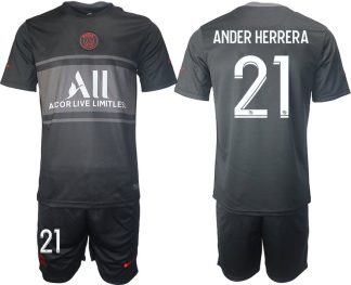 Paris Saint Germain Ausweichtrikot 2021/2022 schwarz/grau mit Aufdruck Ander Herrera 21