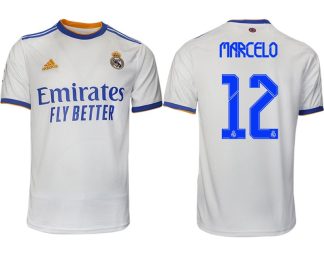 Real Madrid Heimtrikot 2022 weiß blau mit Aufdruck Marcelo 12