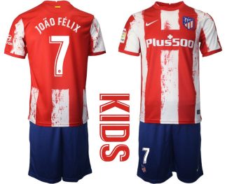 Atlético de Madrid Heimtrikot in rot 2021/2022 für Kinder mit Aufdruck João Félix 7