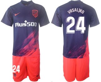Atlético Madrid Auswärts Trikot 2021/22 dunkelblau/pink mit Aufdruck VRSALJKO 24