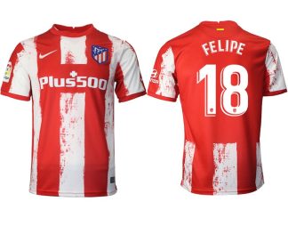 Atlético Madrid Herren Heim Trikot 2021/22 rot/weiß mit Aufdruck Felipe 18