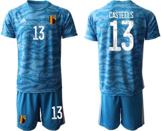 Belgium 2018 FIFA World Cup Goalkeeper Soccer Jersey Blue With CASTEELS 13 Printing