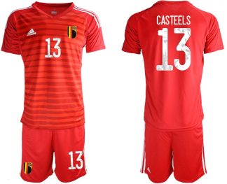 Belgium 2018 FIFA World Cup Goalkeeper Soccer Jersey Red With CASTEELS 13 Printing