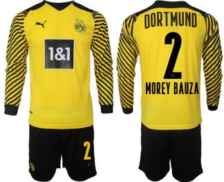Borussia Dortmund 2022 Heimtrikot gelb-schwarz Langarm + Kurze Hosen Morey Bauza 2