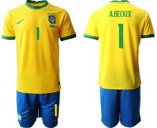 Brasilien Heimtrikot 2022 gelb und grün mit Aufdruck A.Becker 1