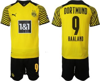 BVB Borussia Dortmund Haaland 9# Heimtrikot Herren 2022 Gelb Schwarz Trikotsatz