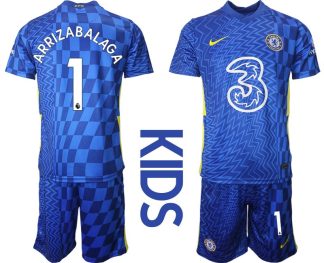 Chelsea FC 2021/22 Heimtrikot für Kinder blau gelb mit Aufdruck Arrizabalaga 1