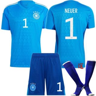 DFB Deutschland Herren Torwarttrikot EM 2020 in blau mit Aufdruck Neuer 1