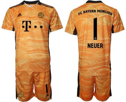 FC Bayern München 21/22 Torwarttrikot Orange Kurzarm Neuer 1# Trikotsatz