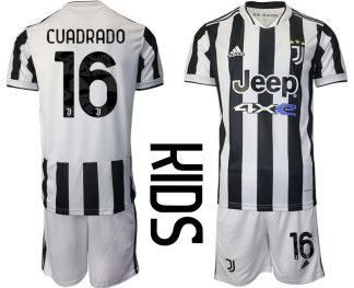 Fußball Trikot Juventus Turin Heimtrikot 2021/22 für Kinder mit Aufdruck Cuadrado 16