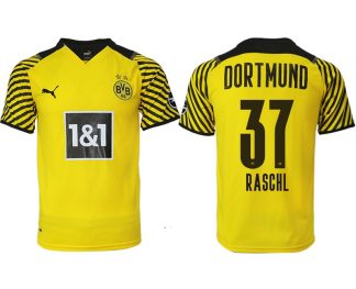 Fußball-Trikots von BVB Borussia Dortmund Heimtrikot 2022 Herren gelb mit Aufdruck Raschl 37
