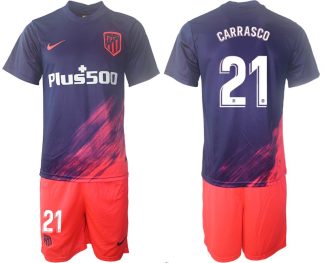 Fußballkleidung Atlético Madrid Auswärtstrikot 2021/22 dunkelblau/pink Carrasco 21