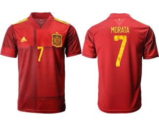 Fussballtrikot Spanien Heim 2022 Erwachsene rot mit Aufdruck MORATA 7