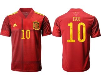 Fußballtrikots Spanien Trikot Home EM 2022 Rot mit Aufdruck ISCO 10