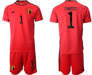 Goalkeeper Jersey Shirt Belgien Herren Torwarttrikot EM 2020 rot mit Aufdruck COURTOIS 1