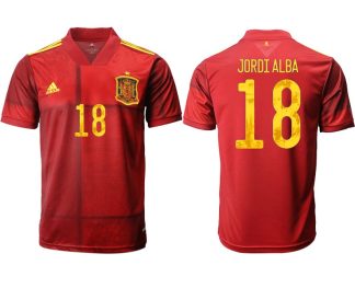 Herren Spanien EM 2022 Heimtrikot rot mit Aufdruck JORDI ALBA 18