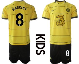 Kinder Fußball Trikot Chelsea FC Auswärtstrikot 2021/22 gelb mit Aufdruck Barkley 8