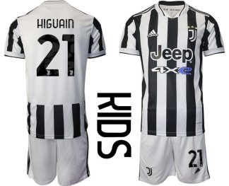 Kinder Fußball Trikot Juventus Turin Heimtrikot 2021/22 mit Aufdruck Higuain 21