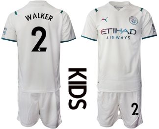 Kindertrikot Manchester City 2022 Auswärtstrikot weiß für Kinder Walker 2