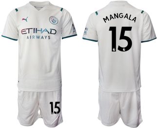 Manchester City Auswärtstrikot 2022 weiß/hellblau mit Aufdruck MANGALA 15