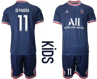 Paris Saint Germain PSG Heimtrikot 2021/22 für Kinder in blau mit Aufdruck Di María 11