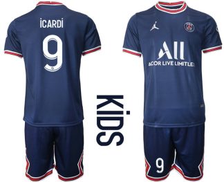 Paris Saint Germain PSG Heimtrikot 2021/22 für Kinder in blau mit Aufdruck Icardi 9