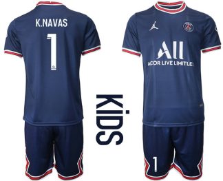 Paris Saint Germain PSG Heimtrikot 2021/22 für Kinder in blau mit Aufdruck K.Navas 1