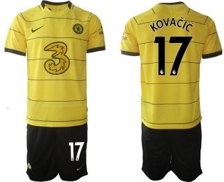 Personalisierbar Fußball Trikotsatz Chelsea FC 2022 Auswärtstrikot gelb/schwarz Kovacic 17