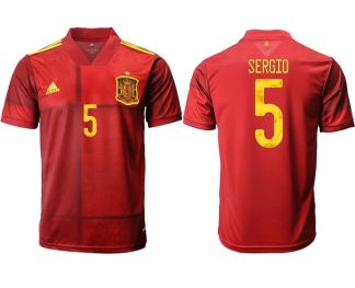 Spanien Trikot Home EM 2022 Rot mit Aufdruck SERGIO 5
