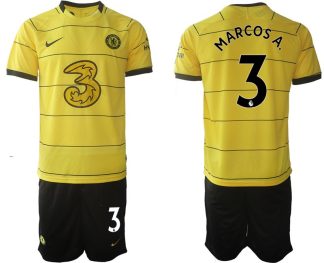 Trikotsatz Chelsea FC 2022 Auswärtstrikot gelb/schwarz mit Aufdruck Marcos A. 3