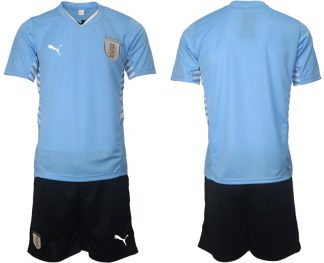 Uruguay 2022 Heimtrikot Herren Trikotsatz Kurzarm in hellblau (+ Kurze Hosen schwarz)