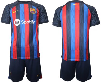 FC Barcelona 2022/2023 Heimtrikot marineblau königsblau rot Trikotsatz Kurzarm + Kurze Hosen