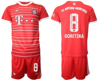 FC Bayern München 2022-23 Heimtrikot Goretzka 8 Trikotsatz Kurzarm + Kurze Hosen