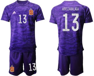 Goalkeeper Shirt Spanien Trikot 2022 Lila Kurzarm + Kurze Hosen ARRIZABALAGA 13