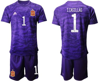 Goalkeeper Shirt Spanien Trikot 2022 Lila Kurzarm + Kurze Hosen I.CASILLAS 1