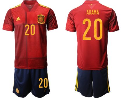 Günstige Fußballtrikots Spanien Trikot Home EM 2022 Rot Kurzarm + Kurze Hosen ADAMA 20