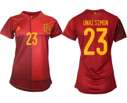 Günstige Fußballtrikots Spanien Trikot Home EM 2022 Rot mit Aufdruck UNAI SIMON 23