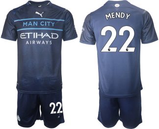 Manchester City Auswärtstrikot 2022 Kurzarm + Kurze Hosen MENDY 22