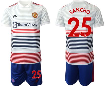 Manchester United 2022-2023 Auswärtstrikot Trikotsatz Kurzarm mit Aufdruck Sancho 25