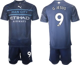 Neue Manchester City 21-22 Drittes Trikot mit Aufdruck G.JESUS 9