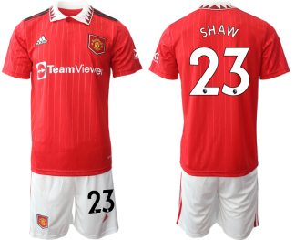 SHAW 23 Manchester United 2022-23 Heimtrikot Herren Trikot + Kurze Hosen